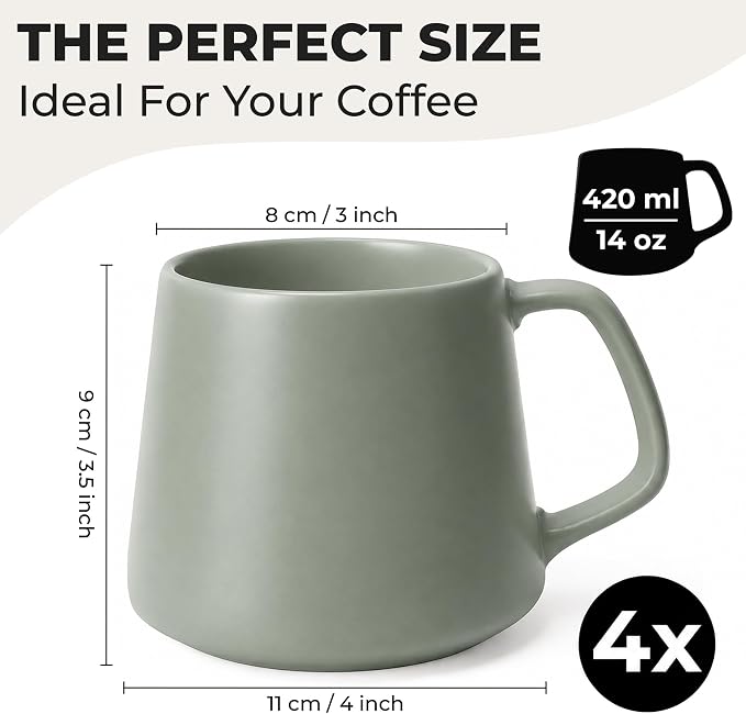 MIAMIO - Coffee Mugs Set of 4, Large - Luxe | Large Ceramic Coffee Mugs - Image 2