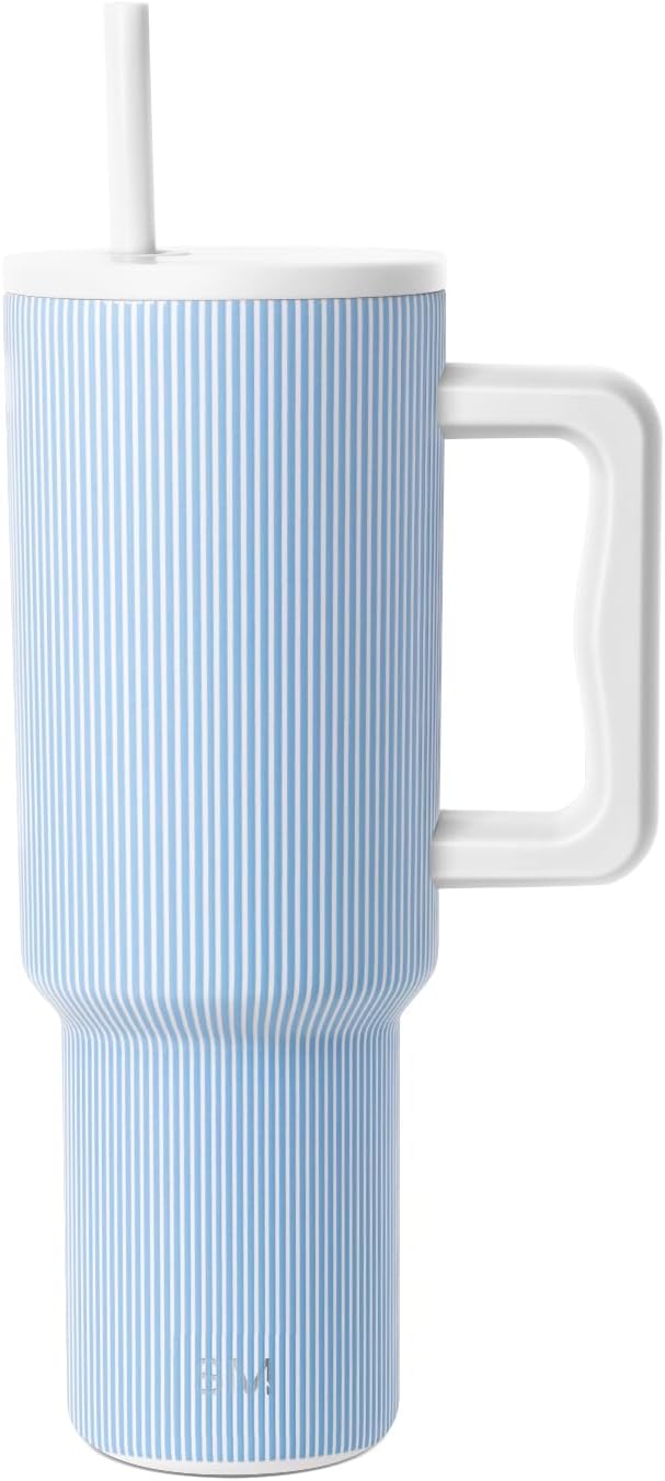 Simple Modern Tumbler with Handle and Straw | 40oz | Striped | Trek Tumbler by Unknown