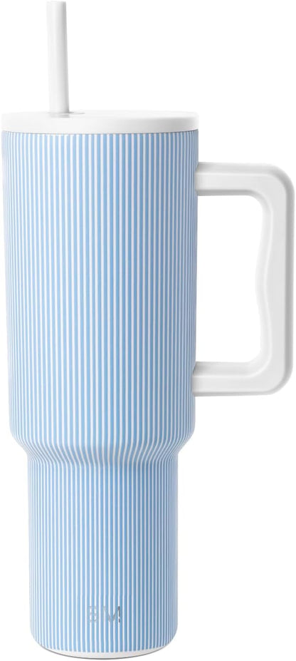 Simple Modern Tumbler with Handle and Straw | 40oz | Striped | Trek Tumbler by Unknown