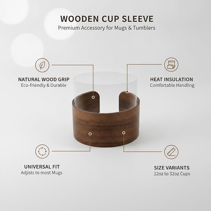 Office Desk & Home Coffee Station Accessory, Wooden Cup Sleeve - Image 4