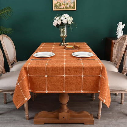 Zobesta Linen Table Cloth Rectangle Tables 60 x 120 Inch, Cotton Linen Burnt Orange Tablecloth Washable Farmhouse Soft Fall Tablecloth for Outdoor, Party, Holiday, Picnic, Dining
