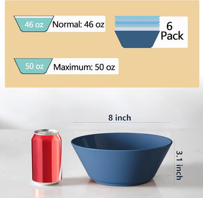 50 Oz Large Cereal Bowls, Unbreakable Wheat Straw Fiber Salad Bowl Sturdy and - Image 3