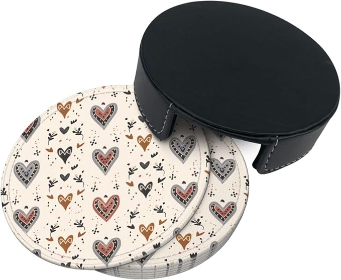 Boho Heart Floral Coasters for Drinks, Drink Coaster - Image 7