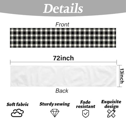 Black and White Gingham Table Runner, Buffalo Plaid Check Table Cloth Decor | - Image 6