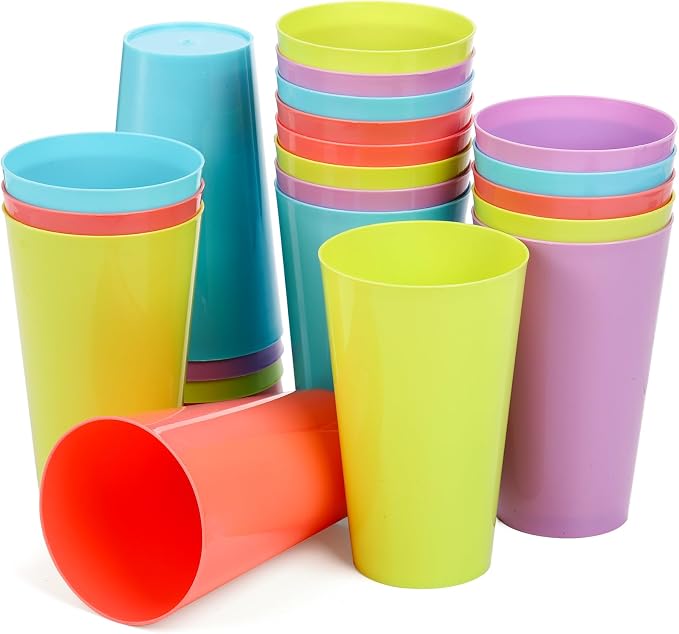 Pumtus 24 Pack Reusable Plastic Cups, 13 OZ Colorful Unbreakable Water Tumbler by Pumtus