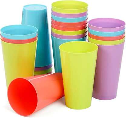 Pumtus 24 Pack Reusable Plastic Cups, 13 OZ Colorful Unbreakable Water Tumbler by Pumtus
