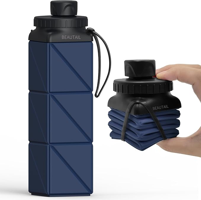 BEAUTAIL Collapsible Water Bottles 21 oz, Silicone Portable Water Bottle | BPA by BEAUTAIL