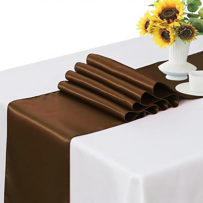 Satin Brown Table Runners 10 Pack 12 x 108 Inches Polyester - Image 2