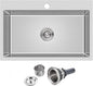 ROVATE 26 ×18 inches Drop-in Kitchen Sink Single Bowl 304 Stainless Steel, Handmade 9 Inches Deep Topmount Kitchen Sink with 1 Hole