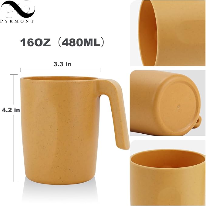 PYRMONT Wheat Straw Cups 16 Oz Alternative Plastic Cups - Image 2