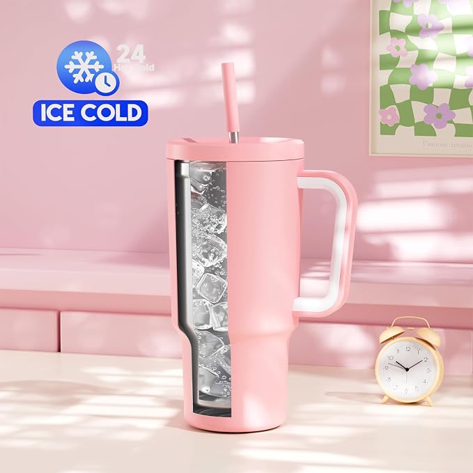 Meoky 30 oz Tumbler with Handle, Tumbler with Lid and Straw, Insulated - Image 2