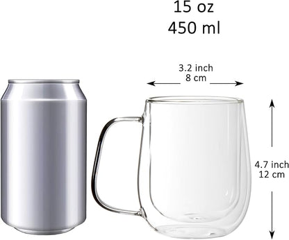 Youngever 2 Pack Glass Coffee Cups, Double Wall Thermo Insulated Coffee Cups - Image 2