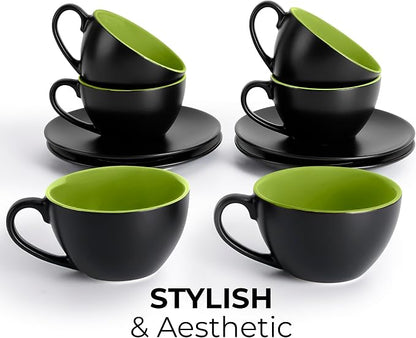 MIAMIO - Set of 6, Ceramic Stackable Cappuccino Cups Set / 6 Ounce Cappuccino - Image 6