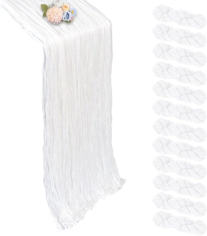12 Pack White Cheesecloth Table Runner 17 x 108 Inch | Boho Gauze Cheese Cloth by Pepmily