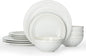Famiware Garden Plates and Bowls Set, 12-Piece Dishes Set for 4, Scratch Resistant Kitchen Dishes Dinnerware Set - Microwave and Dishwasher Safe, Reactive Glaze and Embossed Stoneware, White