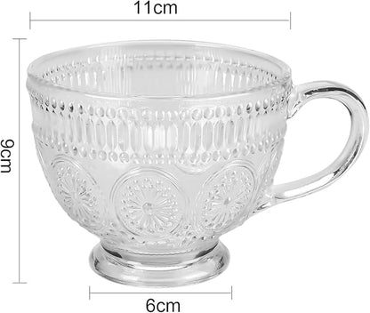 Vintage Coffee Mug 14 Oz Clear Embossed Glass Tea Cup - Image 7