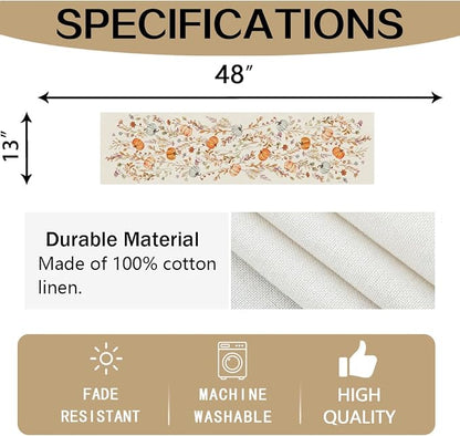 RABUSOFA Fall Table Runner 13x48 Inch Pumpkins Fall Decor - Image 8