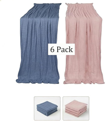 Cheesecloth Table Runner 6 Pack Dusty Pink and Dusty Blue, Boho Gauze Table - Image 3