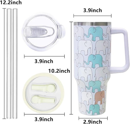 SYACOT 40 oz Tumbler with Handle and Straw Stainless Steel Insulated Tumbler - Image 2