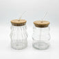 18 Oz Vintage Ribbed Glass Cups 2 Pack, Wave Bubble Design | Textured Glass by Unknown