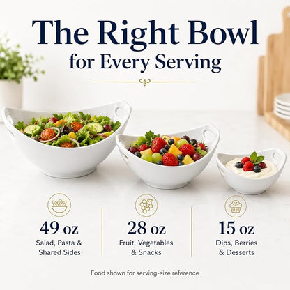 Ceramic Serving Bowls with Handles, Large Salad Bowl Set - Image 4