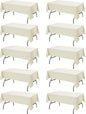 10-Pack Ivory Tablecloths for Rectangle Tables, 54 x 108 Inches, Stain-Resistant Polyester Fabric for 6 Foot Tables - Washable Table Covers for Weddings, Banquets, Birthday Parties, Events