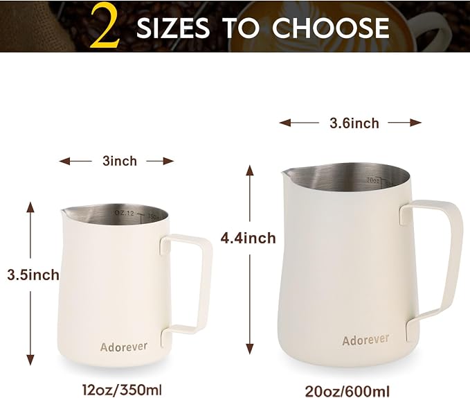 Milk Frothing Pitcher, 600ml/20oz Steaming Pitchers Stainless Steel Milk Coffee - Image 3