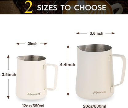 Milk Frothing Pitcher, 600ml/20oz Steaming Pitchers Stainless Steel Milk Coffee - Image 3
