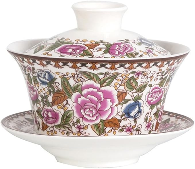 Chinese Gaiwan Tea Cup, Asian Traditional Porcelain Kungfu Handleless Tea Cup by Unknown