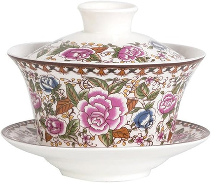 Chinese Gaiwan Tea Cup, Asian Traditional Porcelain Kungfu Handleless Tea Cup by Unknown
