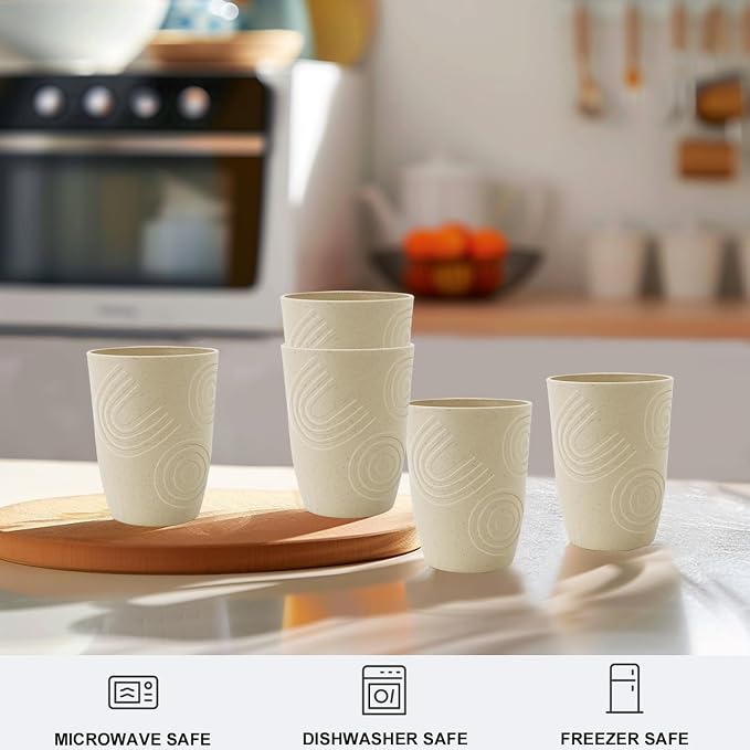 12 oz Kids Cups，Wheat Straw Cups Set of 6, Alternatives to Plastic Cups Reusable - Image 5