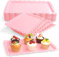 Plastic Serving Trays,24 Pack Rectangle Serving Platters Decorative Serving Trays Dessert Table Trays,15"x10" Rectangle Platters, Decorative Dessert Table Trays, Cake, Cookie Catering Tray (Pink)