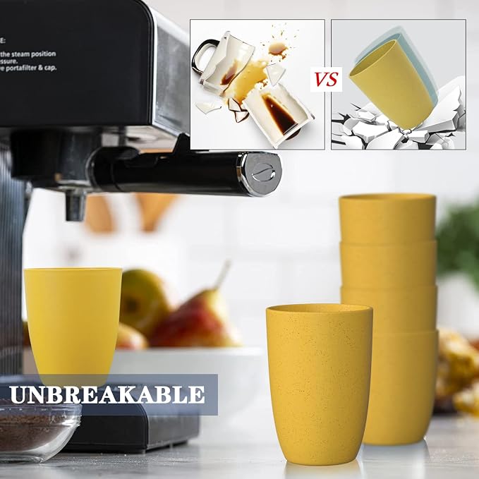 Homienly Wheat Straw Cups Set 8 PCS, 12 OZ Reusable Plastic Cups Alternative - Image 8