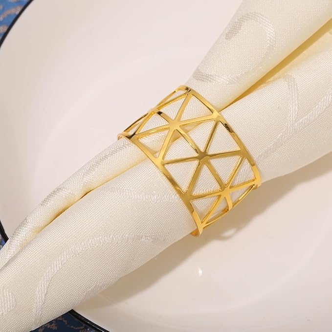 14K Gold Napkin Rings Set of 12, Metal Napkins Rings Holder Buckles - Image 2