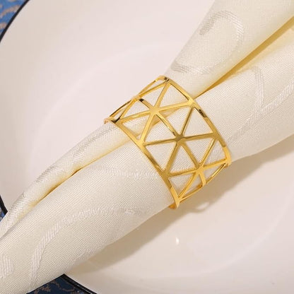 14K Gold Napkin Rings Set of 12, Metal Napkins Rings Holder Buckles - Image 2