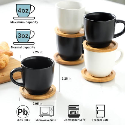 Hasense 4 OZ Espresso Cups and Saucers Set of 6, Demitasse Cups - Image 2