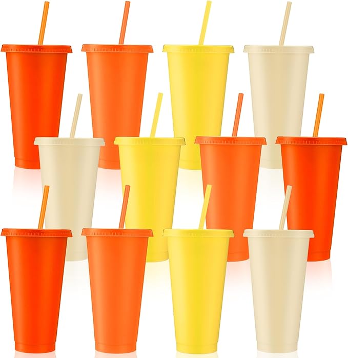Skylety 12 Pcs Orange Plastic Cups by Skylety