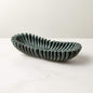 Handmade Oval Fluted Marble Bowl, Table Centerpiece Decorative Marble Bowl, Green Large Ruffle Bowls for Table Centerpiece