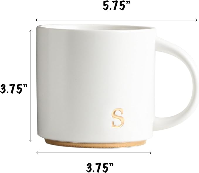 COLLECTIVE HOME Ceramic Coffee Mug, 15 oz Monogram Cup - Image 2
