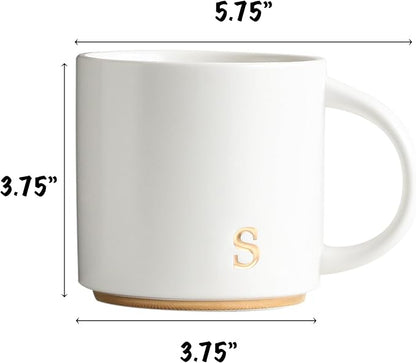 COLLECTIVE HOME Ceramic Coffee Mug, 15 oz Monogram Cup - Image 2