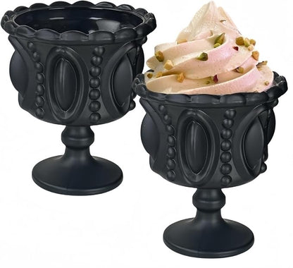 Carnival Glass Vintage Footed Dessert Cups Set of 2, 9oz Embossed Goblet by YUHANOER