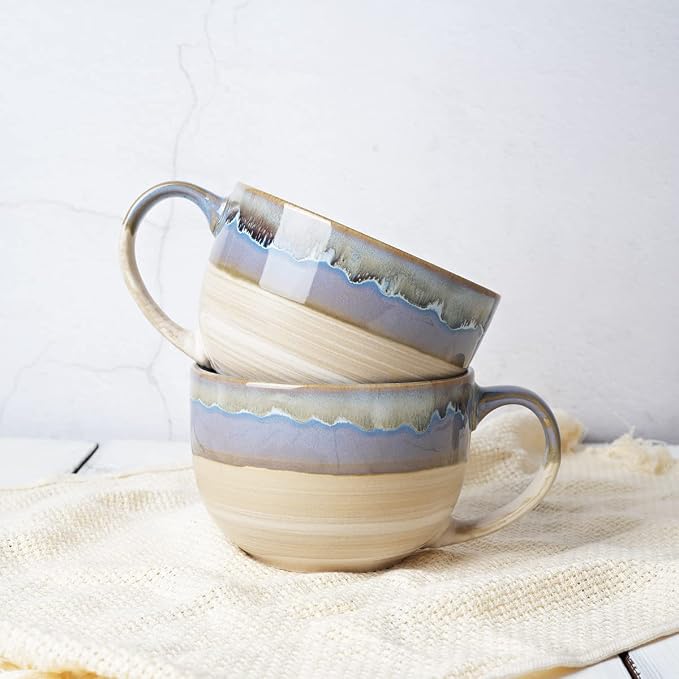 Ceramic Jumbo Coffee Mug Set of 2, 23 Oz, Large Mug Soup Bowls - Image 6