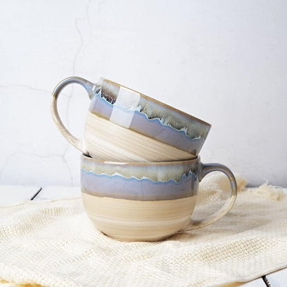Ceramic Jumbo Coffee Mug Set of 2, 23 Oz, Large Mug Soup Bowls - Image 6