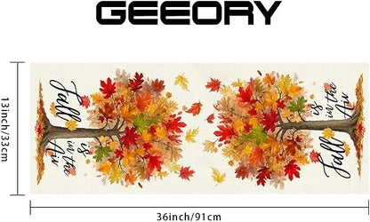 Fall Table Runner 13 x 36 Inch, Maple Leaves Autumn Farmhouse Decor - Image 2