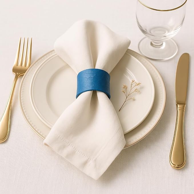 ITOS365 Turquise Napkin Rings Set of 12, Round Metal Napkin Ring Holder - Image 2