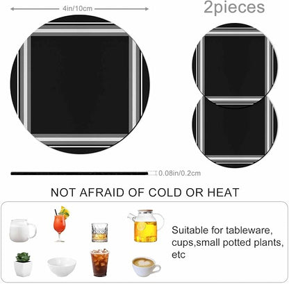Black Grid Coasters Set of 2 Absorbent Coasters - Image 3