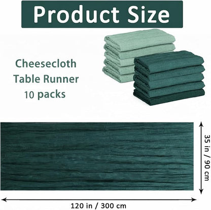 Cheesecloth Table Runner 10 Pack Sage Green and Dark Green, Boho Gauze Table - Image 2