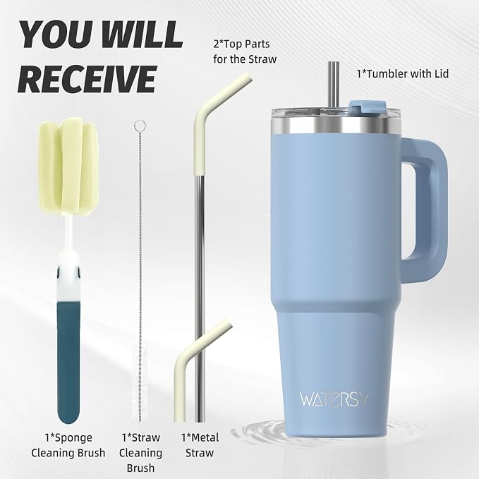 30 oz Tumbler with Handle, Tumbler with Lid and Straw, Double Wall Insulated - Image 3
