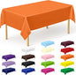 QZYL 12 PCS Orange Rectangle Table Cover, Disposable Plastic Table Cloth Rectangle, 54 X 108 in Decorative Smooth Table Cloth for Picnic Table Birthday Parties Weddings Outdoor Celebrations