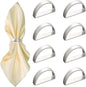 8 Pcs Silver Napkin Rings - Metal Napkin Ring,Stainless Steel Napkin Rings for Table Settings Wedding Christmas Party Dinner Table(Semicircle)